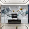 Milofi custom 3D large wallpaper mural Chinese style hand-painted abstract lines landscape Zen background wall2445