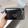 Fashion Glossy Leather Shoulder Bags Brand Classic Enamel Triangle Sign Women Totes High Quality Crossbody Bag Handbags Luxury Designer Clutch Bag 17CM