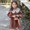 Robe d'automne coréenne pour bébé fille marron beige noir manches longues dentelle col rabattu princesse enfants vêtements E828 240301