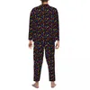 Мужская одежда для сна, красочный пижамный комплект в горошек, весенний радужный пятнистый принт, модный повседневный мужской комплект из 2 предметов, свободный домашний костюм с графикой большого размера