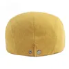 Wuaumx primavera outono boinas chapéu masculino tricô viseira boné casual moda feminina boina sólido amarelo azul ed plana duckbill 240226