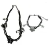 Ожерелья с подвесками, ожерелье-цепочка со звездой на ключице, двухслойное колье из искусственной кожи с металлической оберткой, милый крутой многослойный хип-хоп