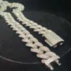 Högkvalitativ isad anpassade män smycken Moissanite kubansk kedja 925 sterling silver hiphop halsband