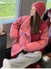 Płaszcze damskie okopy 2024 Zimowe koreańskie różowe szwy ciepłe bawełniane parki parki damska moda moda nieregularna krótka kurtka żeńska chleb żeński