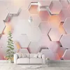 Custom 3D Wallpaper Modern Simple Pink Pentagon Geometric Wall Paper Living Room Bedroom Abstract Art Murals Papel De Parede 3 D245i