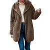 Kvinnorjackor fleece Löst passande långärmad randig huva Cardigan Coat American Retro Double Faced Jacket Ytterkläder