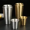 Stainless Steel Pint Cups Metal Cups Unbreakable Drinking Glasses Water Tumblers for Kids, Adults Indoor and Outdoor Use - Silver & Gold