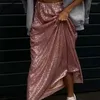 Faldas Oymimi moda brillo dorado para mujeres elegante cintura baja recta casual suelta falda hasta el tobillo streetwear