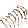 Shancha bijoux trésor coloré plaqué avec or Rose Imitation Tourmaline quatre feuilles herbe Style Bracelet Bracelet Bracelet