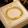 Thick Chain 14k Gold Necklace Bracelet Hip Hop Fashion Prom Jewelry Set