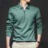 Men's Polos Korean Fashion Solid Polo Shirts Spring New T-shirt Streetwear Business Casual Embroidered Sleeve Slim ldd240312