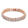 Charmarmband Rom Crystal Zircon Heart Armband Pärlor Tennis Bangle 3 Färger Kedja Bröllop för kvinnor Party Jewelry Gift