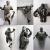 Objets décoratifs Figurines 3D à travers le mur Figure Sculpture Résine Galvanoplastie Imitation Cuivre Abstrait Salon Decoratio189O