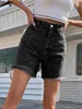 Women's Shorts Waist Denim Shorts Spring Summer Casual Loose Straight Button Jeans Bermuda Shorts Denim Short ldd240312