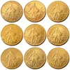 1923-1982 9 peças datas diferentes soviética russa 1 chervonetz 10 rublos cccp urss borda com letras banhadas a ouro moedas rússia copy171w