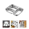 Dinnerware Sets Stainless Steel Dinner Plate Compartment Portion Tray Divided Serving Sushi