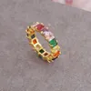 Sieraden Regenboog Zirkoon Ring Dames Gepersonaliseerde Mode Kroon INS Gouden Handstuk R27