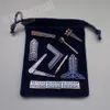 Uppsättning av 9 olika Blue Masonic Working Tools Badge med Velvet Bag Mason Mason Miniature Mason Gifts 201125257f