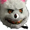 Máscaras de desenhista Halloween Plush Bloody Rabbit LED Máscara Horror Mad Bear Scary Máscara Engraçada Festa Luminosa Brilho Escuro Cosplay Coelho Traje Adereços 1 PC