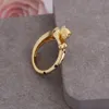 Schmuck voller Diamanten, Zirkon, Leopardenkopfring, leichter, luxuriöser handverzierter Goldring für Frauen R31