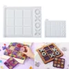 Outils d'artisanat Floridliving Jeu de société Silicone Résine MoldsTic Tac Toe Moule avec 4 pièces d'échecs Moules DIY Table pour Kids222h