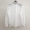 Fadan S Family 2022 French Vintage Ruffle Edge Standing Neck Bubble Sleeves White Palace Style Shirt Long Sleeved Top