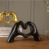 Figurines décoratives nordique amour coeur geste Sculpture décoration de la maison en direct Statue Figurines ornements de mariage pour salon D193c