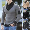 Pulls pour hommes pull tricoté à manches longues doux pour la peau col écharpe hommes pull vêtements masculins