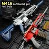 Gun Toys M416 shell ejection soft bullets EVA sniper rifle manual loading food weapon chicken toy CS gun game for gift fighting 240307