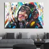 Graffiti Cute Monkey Canvas Paintings Colorful Printed Poster and Prints Painting Wall Pictures For Living Room Home Decorations287Y