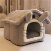 Kattenbedden Meubilair Opvouwbaar Diepe Slaap Huisdier Huis Binnen Winter Warm Gezellig Bed Voor Kleine Hond Kitten Teddy Comfortabele Kennel Suppl183m