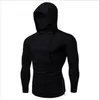 Mens Hooded Long Sleeve Tshirt Stylish Athletic Fitness Top for an EuropeanAmerican Look 240305