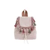 Tassel Grass Woven Bag Summer Water Bucket Women's Small Backpack Multi Use Beach