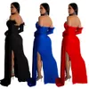 Fashion Womens Solid Color Pleated Backless Slit Dress