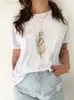 Women's T-Shirt Feather Watercolor Trend Cute Short Sle Tee Top Women Fashion Casual Clothing Fe Summer Graphic T Shirt Print T-shirt L24312 L24312