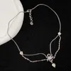 Nouveau collier double couche avec pendentif en diamant d'eau d'araignée avec petit support, chaîne de pull en laiton, 240315