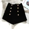 Women's Shorts MUMUZI spring and velvet shorts waist all match buttons black short trousers loose 2xl bottom hot shorts ldd240312