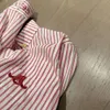 Summer Designer Shirts Women Shirt Lapel randig långärmad kappa toppar modebrev broderi grafisk skjorta rosa randig blus