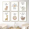 Paintings Elephant Bear Giraffe Lazy Lion Sun Boho Wall Art Canvas Painting Nordic Posters And Prints Pictures Kids Baby Room Deco198q
