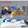 Målningar Wangart Abstract Colors Unreal Canvas Poster Blue Landscape Wall Art målning vardagsrum Vägg hängande läge qyluii Packi275U