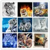 Diamond Målning 5D Tiger Full Diamond Mosaic Animal Cross-Stitch Modern Cartoon Embroidery Home Harts2899