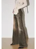 Damesjeans Trendy Retro Recht Bell-bottom Vintage Street Cool Girl Hoge taille Flare-broek Vrouwelijke casual denimbroek