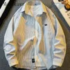 Mense Casual Shirts Japanese Retro Striped Long-Sleeved Handsome Loose High Street Shirt Jackets Män toppar Male Clothes Umuh