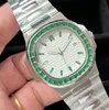 Дизайнерские женские спортивные часы с бриллиантами Мужские роскошные часы 40 мм Полностью автоматические высококачественные нержавеющие стали 904 со светящимся сапфиром Montres de Luxe