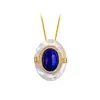 Pendants Blue White Necklaces High-level Vintage Fritillary Lapis Lazuli Pendant In Simple Banquet Clavicle Chain Jewelry For Women