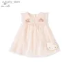 Mädchenkleider DB2222064 Dave Bella Sommer Baby Mädchen niedliches Cartoon-Druckkleid mit kleiner Tasche Gilrs Partykleid Mädchen Säuglings-Lolita-Kleidung L240311