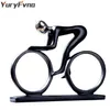 YURYFVNA BICYCLE STATUE DHAMPION CYKLIST SCULPTURE Figur HESIN Modern Abstrakt konst Athlete Bicycler Figurine Home Decor Q0525220R
