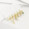 Dangle Earrings Korean Fashion Zircon Star Moon Gold Plated Hoop Set For Women Retro Drop Pendant Girl Earring 2024 Jewelry