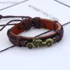 Bangle Eif Dock Black/Brown Simple Motorcycle Bracelet Bangle Weaving Vintage Leather Bracelets For Man Men Punk Charm Jewelry Accessor ldd240312