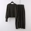Work Dresses Korean Style Fashion Knitted Suit 2024 Spring Autumn Long Sleeve Loose Sweater Coat Mid-Length Skirt Elegant Casual Two-Piece